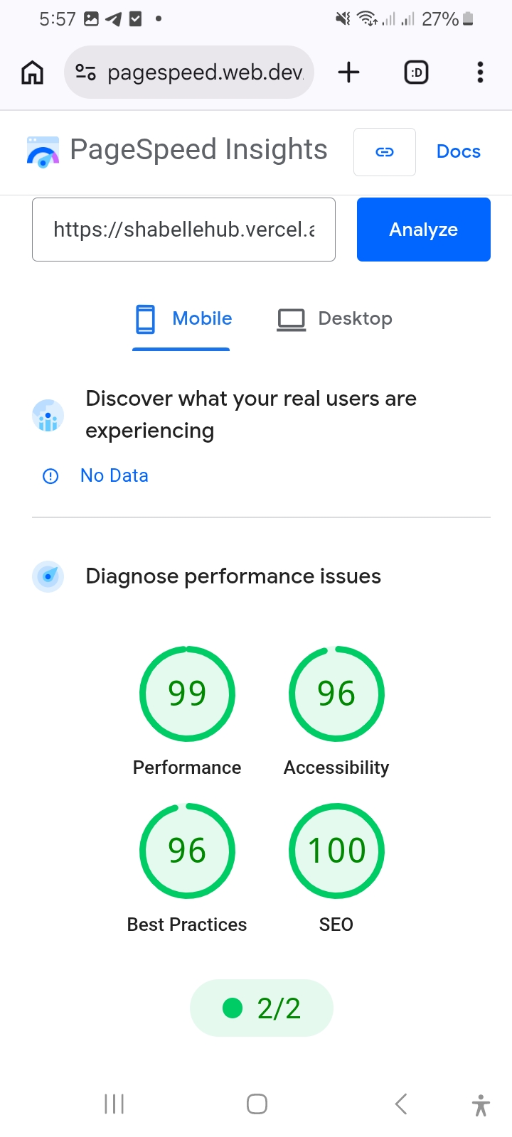 PageSpeed Insights: mobile