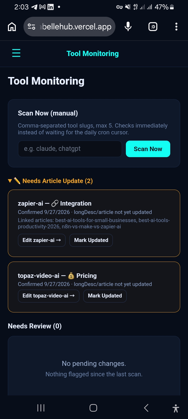 Linked-article update tracking